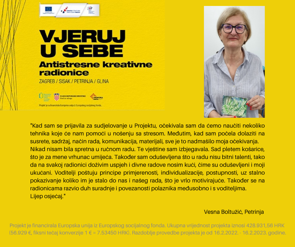 Izjava polaznice Vesne Boltužić iz Petrinje !