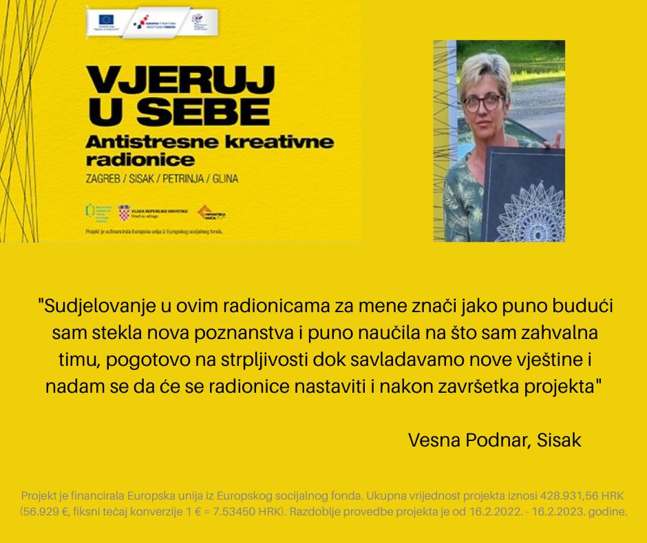 Izjava polaznice Vesne Podnar iz Siska !